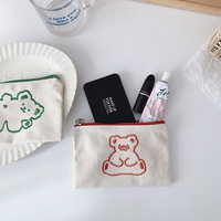 Pochette de voyage en toile personnalisée avec logo brodé, fermeture éclair, multi-usages, portable, W18*H15cm, style Normcore/Minimaliste, prix abordable