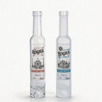 Bouteille en verre cylindrique transparente givrée de 500 ml (50 cl) à col long et mince, type Riesling Hock, avec bouchon, prix usine