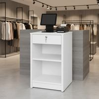 Comptoir de caisse moderne en bois MDF, mobilier de magasin de détail avec armoire de rangement, fabricant sur mesure
