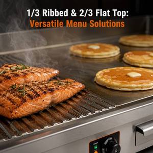 Commercial 4400W Electric <b>Flat</b> <b>Top</b> <b>Griddle</b> 730mm Stainless Steel Countertop <b>Griddle</b> with Dual Temperature Control for Restaurant - Product Image 5