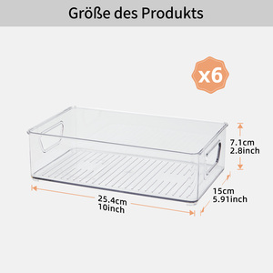 6 Pack Clear Plastic Storage <b>Bins</b> Stackable Organizer Trays with Handles for <b>Kitchen</b> Pantry & Bathroom - Product Image 5