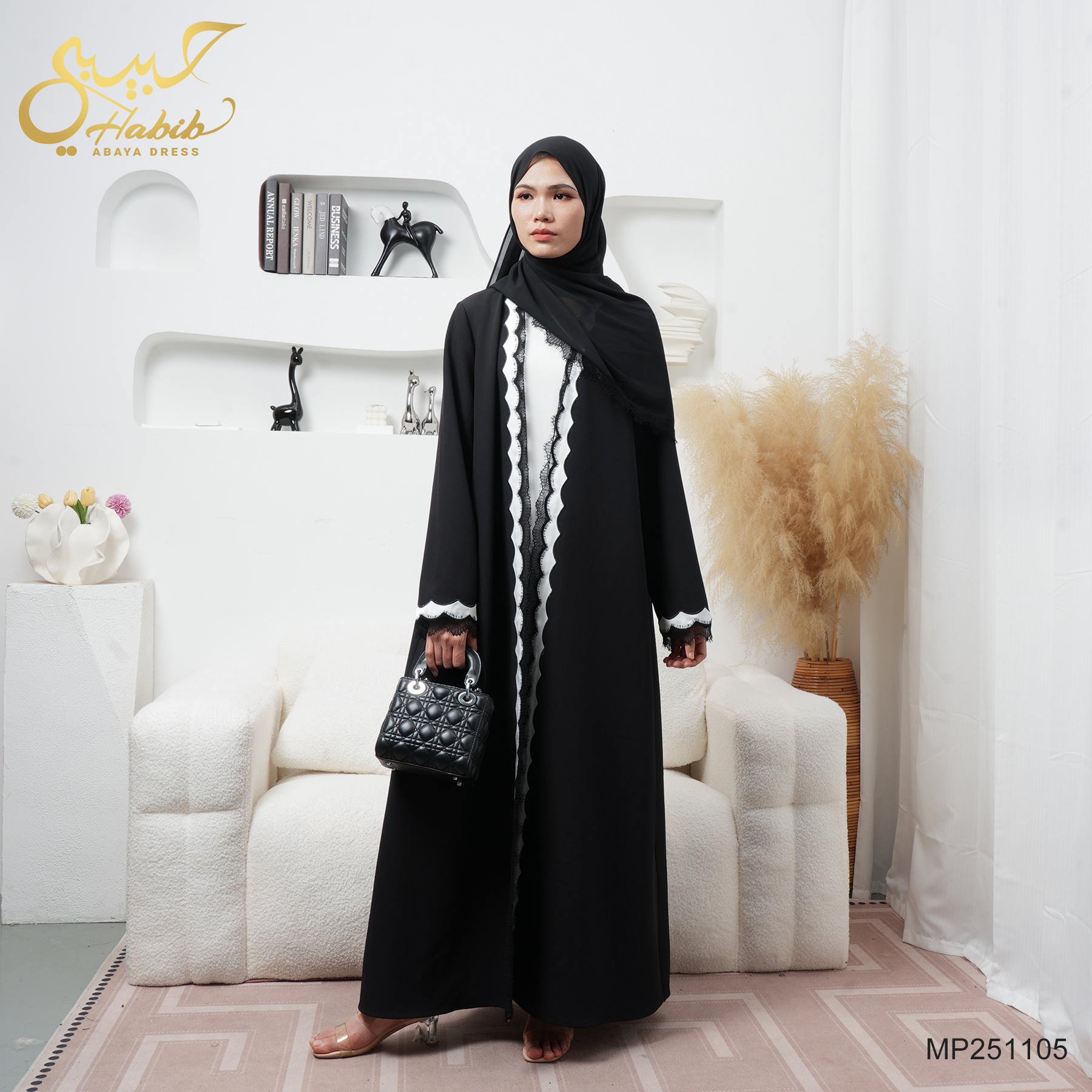 hijab with black and white dress