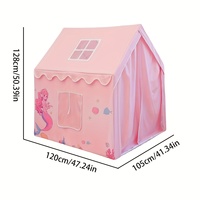 Tenda rumah bermain merah muda, tenda mainan berwarna, rumah putri dalam dan luar ruangan besar dengan desain putri duyung kisah