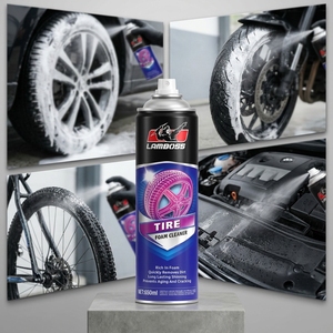 LAMBOSS <span class=keywords><strong>Spray</strong></span> Abrillantador de Neumáticos <span class=keywords><strong>en</strong></span> Aerosol de Alto Brillo, Espuma de Secado Rápido para Todo Tipo de Neumáticos, Profesional - Product Image 5