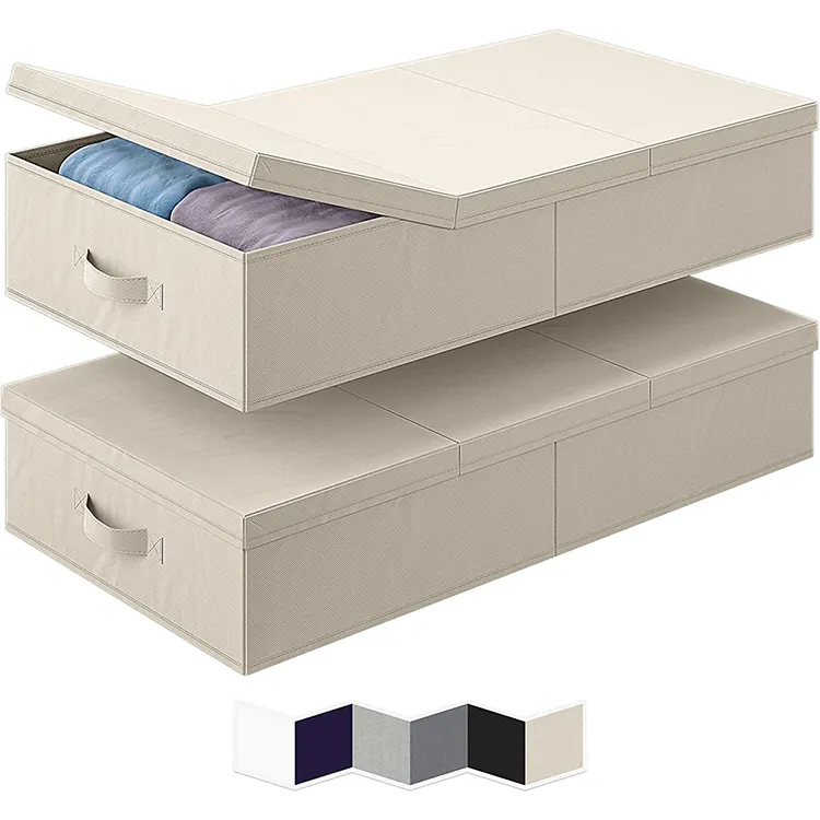 Underbed Storage Containers Bin com tampas grandes Under Bed Organizer Box com alça Dobrável Sturdy Clothes