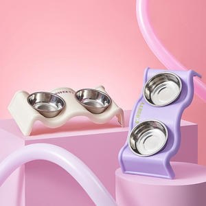 Stainless Pet <strong>Bowl</strong> Dog Cat Feeding Double <strong>Bowl</strong> Prevent Spills Silicone and Stainless Dowl <strong>Bowl</strong> - Product Image 1