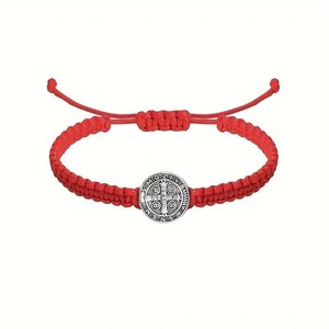 สร้อยข้อมือเชือกถักพร้อมเหรียญนักบุญเบเนดิกต์สำหรับคริสเตียน ศาสนาคริสต์นิกายคาทอลิก - Product Image 6