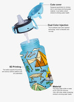 Thaïlande Usine OEM Bouteille d'eau pour enfants avec couvercle d'injection bicolore Cartoon Bouteille de sport en plastique sans BPF pour le camping Randonnée Boire