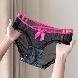 10013 Nuevas bragas finas y transpirables para mujer, de encaje, de talle bajo, con lazo dulce, tentadoras, transparentes, tipo tanga, para la <span class=keywords><strong>pasión</strong></span>. - Product Image 2