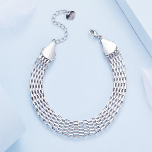 Bracelet classique en argent plaqué, maillons géométriques, bijoux de mode unisexe, cadeau - Product Image 3