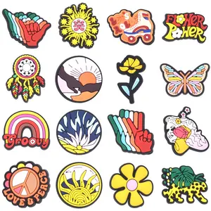 2024 New Design Designer Pvc Decorations Peace Love Yellow Girls Design Regular Custom Shoes Charms