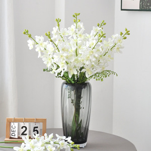 Fleurs d'orchidées Vanda artificielles Yoshinobu en soie polyester, 16 pièces, branche unique, plante décorative d'intérieur, jaune, rouge, blanc - Product Image 2