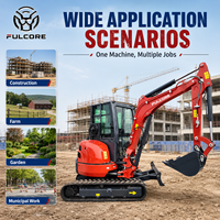 Mini-excavatrice FULCORE de qualité supérieure, machine d'excavation polyvalente pour projets de drainage avec cabine