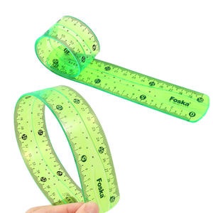 फोका थोक स्टेशनरी 12 इंच पारदर्शी प्लास्टिक लचीला पारदर्शी स्कूल शासक इंच और सेंटीमीटर पैमाने के साथ सेट - Product Image 2