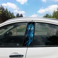 Autocollant de voiture personnalisé imperméable auto-adhésif 2 pièces motif tigre bleu éclair pour montant B, décalcomanies de voiture à motif tigre pour montant B