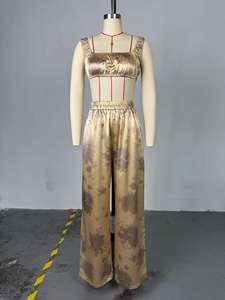 Women's Summer New Arrival: Collared Long-Sleeve Shirt & Top & Wide-Leg <b>Pants</b> Casual 3-Piece Set Fashion - Product Image 6