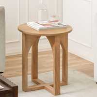 Table d'appoint ronde en bois de manguier massif faite à la main et table basse pour salon