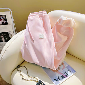 <span class=keywords><strong>Pantalones</strong></span> Deportivos Delgados Rosa y Blanco de Alta Calidad, Fabricados por un Fabricante, <span class=keywords><strong>Pantalones</strong></span> Casuales de Tobillo con Etiqueta de Cuero para Mujer - Product Image 4