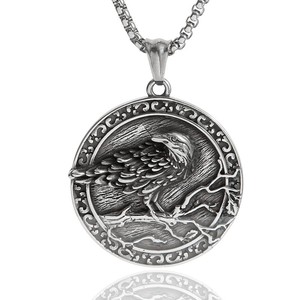 Yunnique-collar con colgante de acero inoxidable para hombre, estilo nórdico, Viking Odin Raven, diseño de animales, regalo, joyería - Product Image 1