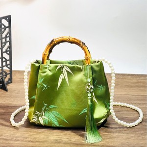 Sac à main en forme de canne avec tissu de soie ancienne, sac bandoulière avec perles, style de sac chinois traditionnel - Product Image 6