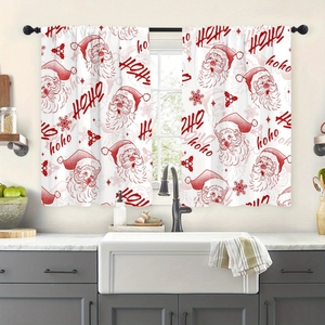 Rideaux de cuisine vintage rouge camion de Noël, '<span class=keywords><strong>Je</strong></span> serai à la maison pour Noël', pour fenêtre, décoration intérieure, 2 panneaux personnalisables - Product Image 6