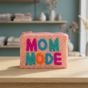 Pochette perlée « Mode Maman » en toile brodée avec fermeture éclair, couleurs mélangées, forme personnalisée, pour usage quotidien décontracté, imprimée par sérigraphie - Product Image 1