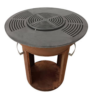 Kingjoy <span class=keywords><strong>Brasero</strong></span> Corten bol à feu robuste en acier avec plaque de gril de Plancha - Product Image 1