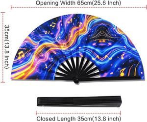 Éventail Pliant Traditionnel Rafraîchissant d'Été, Réactif aux UV, à Faux-semblants Lumineux, avec Côtes en Bambou et Tissu, 33 cm, pour Voyages et Chaleur Extérieure - Product Image 2