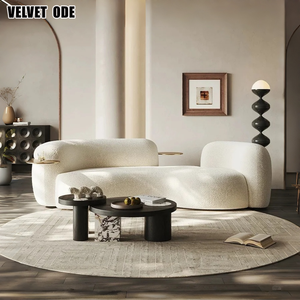 Nouveauté Canapé incurvé en forme <span class=keywords><strong>de</strong></span> pois haut <span class=keywords><strong>de</strong></span> gamme - Canapé chic en peau <span class=keywords><strong>de</strong></span> mouton pelucheux pour les intérieurs <span class=keywords><strong>de</strong></span> salon élégants - Product Image 3