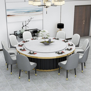 Mesa de olla caliente comercial con capacidad para 20 personas, mesa giratoria de placa de roca eléctrica para comedor de Hotel grande, silla de <span class=keywords><strong>Metal</strong></span> extensible - Product Image 2