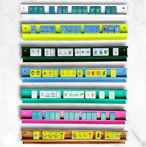 Ensemble porte-Mahjong et poussoir rose clair fabriqué à la main en <span class=keywords><strong>bois</strong></span> véritable et peint à la main - Product Image 1