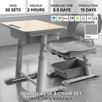 Ensemble de table et chaise pliantes pour l'école, inclinables pour la sieste, table d'étude réglable en hauteur, structure en MDF et métal