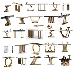 Table <span class=keywords><strong>console</strong></span> moderne de luxe en bois massif, durable et stable, avec structure en acier inoxydable pour salon, entrée et couloir - Product Image 2