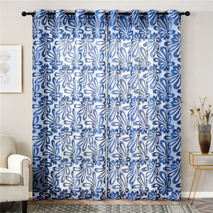 Tissu <span class=keywords><strong>Organza</strong></span> européen en Tulle violet et <span class=keywords><strong>bleu</strong></span>, tissu Floral de haute qualité pour fenêtre, prêt à poser, livraison gratuite - Product Image 2