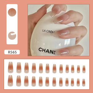 24 pièces fournisseur d'art d'ongle en gros <span class=keywords><strong>automne</strong></span> et hiver nu rose <span class=keywords><strong>faux</strong></span> <span class=keywords><strong>ongles</strong></span> long cercueil <span class=keywords><strong>faux</strong></span> <span class=keywords><strong>ongles</strong></span> personnalisé presse sur avec gel - Product Image 2