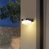 Applique Murale Solaire Moderne Minimaliste Étanche Ronde Carrée en ABS Acrylique, Lumière LED Solaire Extérieure pour Jardin