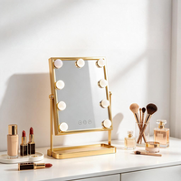 Miroir de maquillage carré intelligent en métal et verre avec écran LED 9 couleurs, modes d'éclairage réglables
