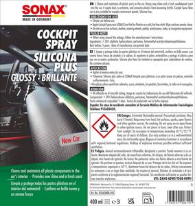 Fabriqué en Allemagne, marque SONAX GmbH, spray brillant pour l'entretien du cockpit, parfum de voiture neuve, nettoyant intérieur 400 ml - Product Image 5