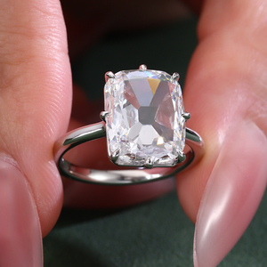 Custom 4.86carat <b>Large</b> diamonds ring cushion old mine cut lab created diamond ring real solid 18k white gold engagement ring - Product Image 3
