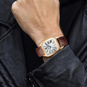 PINDU Luxury Business Square <b>Men's</b> Automatic Mechanical <b>Watch</b> Roman Numeral Dial Date Display Luminous Leather Strap - Product Image 3