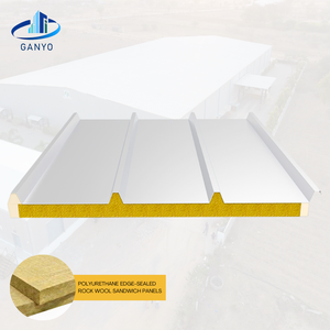 Paneles Sándwich de Lana de Roca con Aislamiento Térmico Ignífugo y Sellado de Bordes de Poliuretano para Paredes de Almacenes con Estructura de Acero - Product Image 1