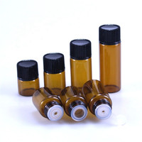 Bouteille d'huile essentielle en verre ambré vide personnalisée OEM petit flacon d'huile de parfum ambré bouteille de test d'échantillon 1ml/2ml/3ml/5ml