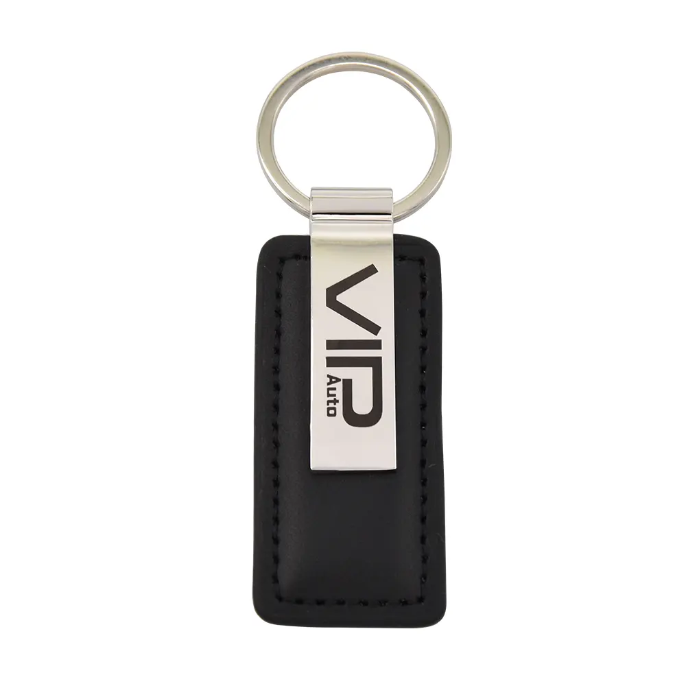 Gift items bulk black leather custom hotel promotional key holder keyring keychain with logo