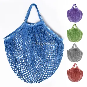 Eco Friendly Knitting Crochet Grocery Net Tote Bag Cotton Mesh Net Shopping Bag For Fruit Vegetable