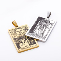 Vintage Acier Inoxydable 22 Tarot Carte Pendentifs Soleil Lune Étoile Magicien Fou Pendentifs DIY Astrologie Divination Colliers Accessoire