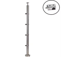 Colonne de rampe d'escalier traditionnelle en acier inoxydable, composants de type tige traversante, fixation au sol, garantie 3 ans