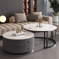 Table basse de luxe en verre trempé avec plateau en pierre et structure métallique, nouveau modèle pour salons, tables à café et à thé haut de gamme