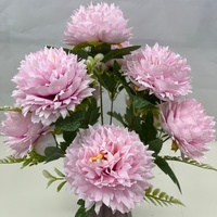 Buket Bunga Peony Buatan dari Sutra dengan Daun Hijau Pakis untuk Dekorasi Vas Bunga di Rumah atau Pernikahan