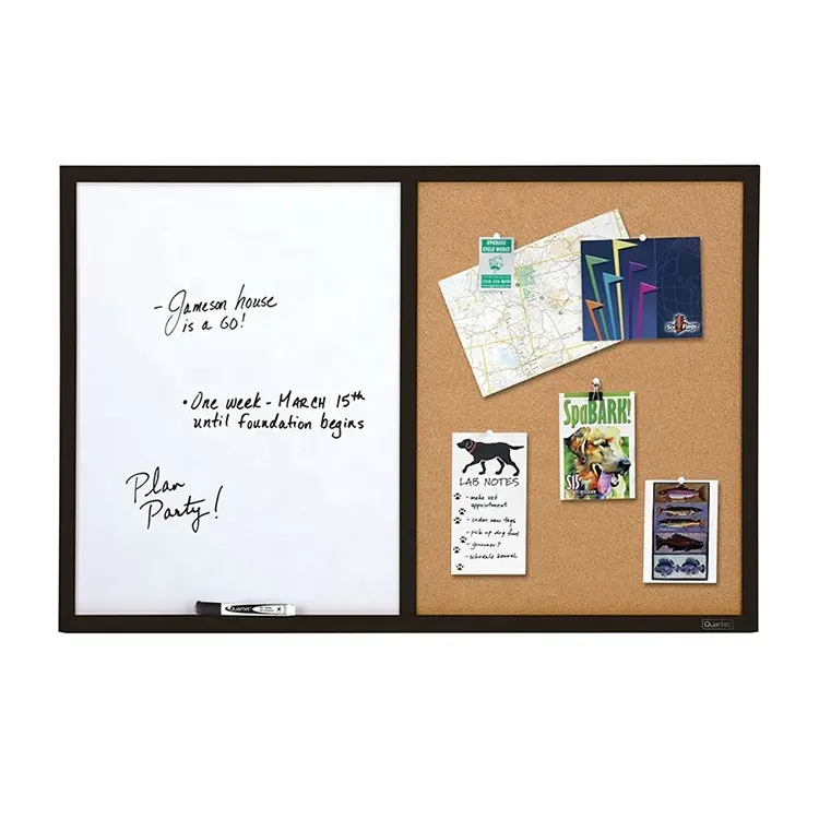 Houten Frame Magnetische Droge Wissen White Board Kurk Memo Prikbord Combinatie Half Kurk Boord En Half Whiteboard Combo