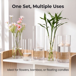 <span class=keywords><strong>Vaso</strong></span> in Vetro Trasparente Cilindrico LUMORA Living Luxury per Fiori Freschi, Candele Galleggianti, Decorazione Tavoli Matrimonio - Product Image 1